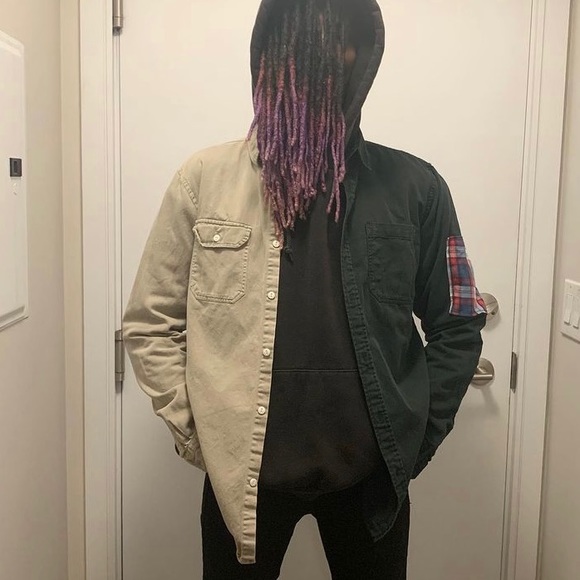 Unisex Up-cycled Patchwork Button-Up - Picture 2 of 5